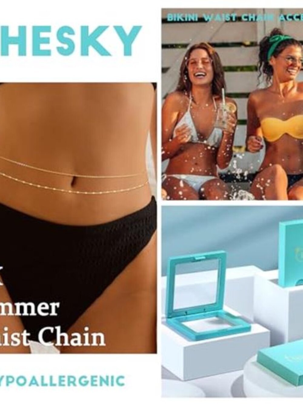 Waist Chain for Women 14K Gold Plated Silver Plated, Layered Belly Belt - Picture 6 of 7